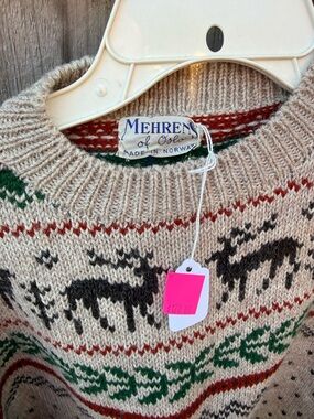 Beige Fair Isle Crewneck Sweater